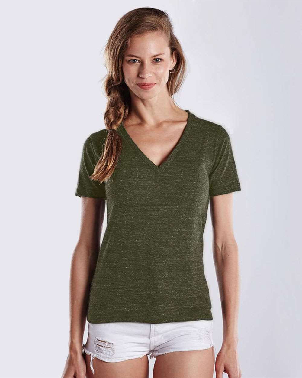 Women's V-Neck Overdyed Tee | US2228