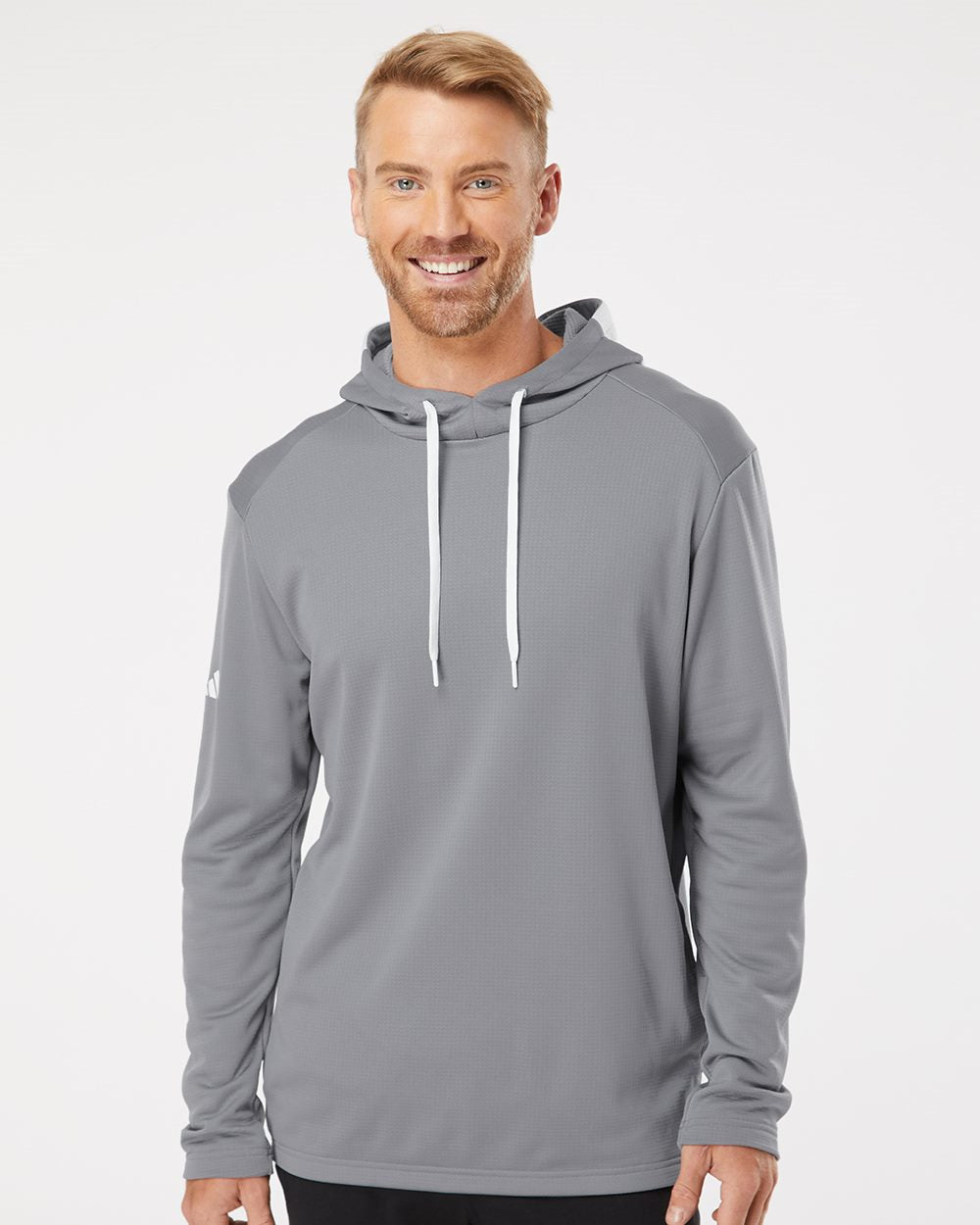 Men's Textured Mixed Media Midweight Hooded Sweatshirt | A530