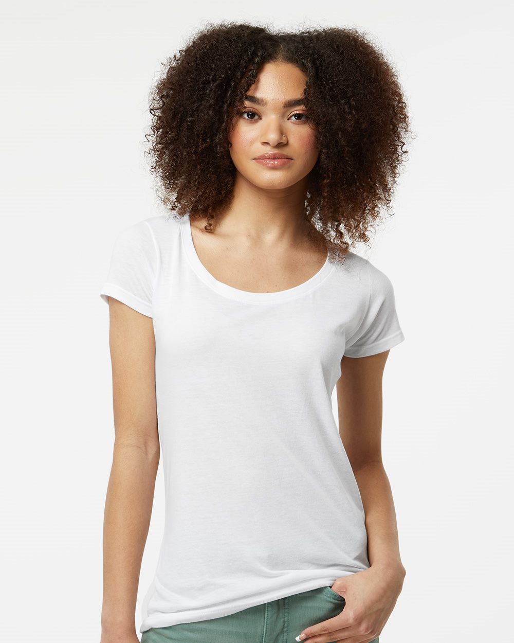 Women's Poly-Rich Scoop Neck T-Shirt | 243