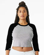 Women's Micro Rib Three-Quarter Raglan Sleeve Baby Tee | 1200