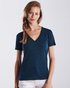 Women's V-Neck Overdyed Tee | US2228