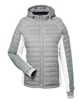 Nautica N17187 Women's Nautical Mile Hooded Puffer Jacket - Graphite/ Antique White