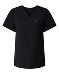 Blusa de trabajo esencial Rhena para mujer con escote en V y 1 bolsillo | W10001