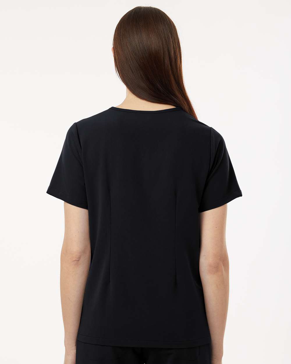 Blusa de trabajo esencial Rhena para mujer con escote en V y 1 bolsillo | W10001