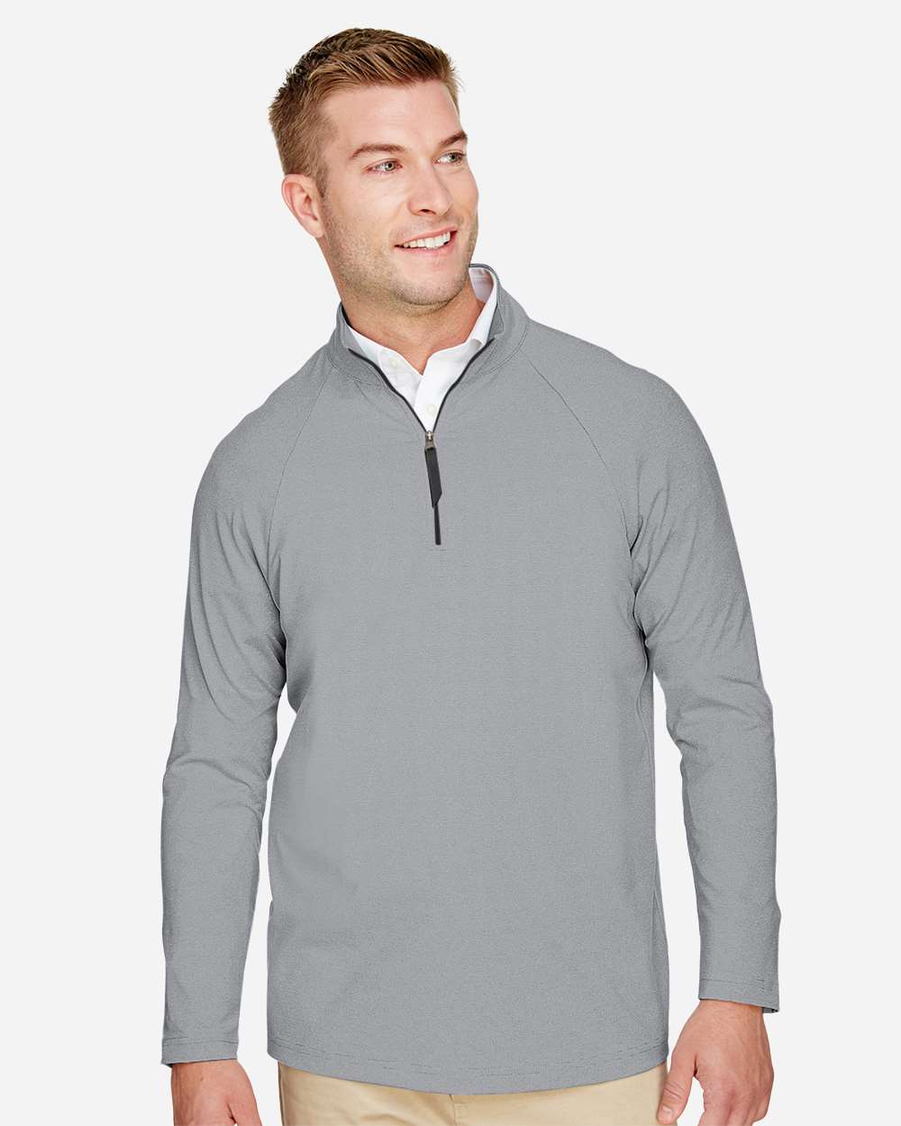 Men's CrownLux Performance® Clubhouse Micro-Stripe Quarter-Zip Pullover | DG480