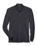 CORE365 88192P Men's Pinnacle Performance Long Sleeve Piqué Polo with Pocket - Black