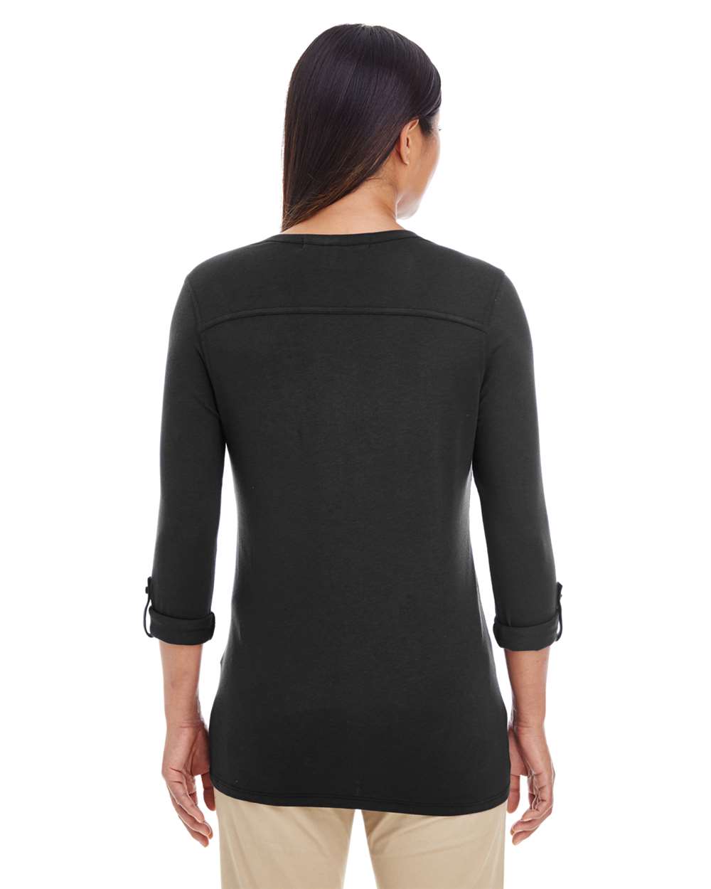 Women's Perfect Fit™ Y-Placket Convertible Sleeve Knit Top | DP186W