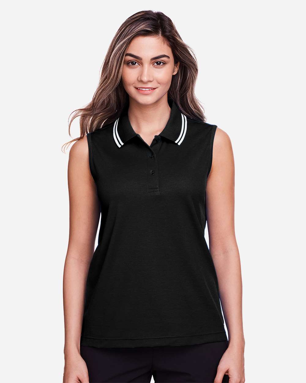 Women's CrownLux Performance® Plaited Tipped Sleeveless Polo | DG20SW