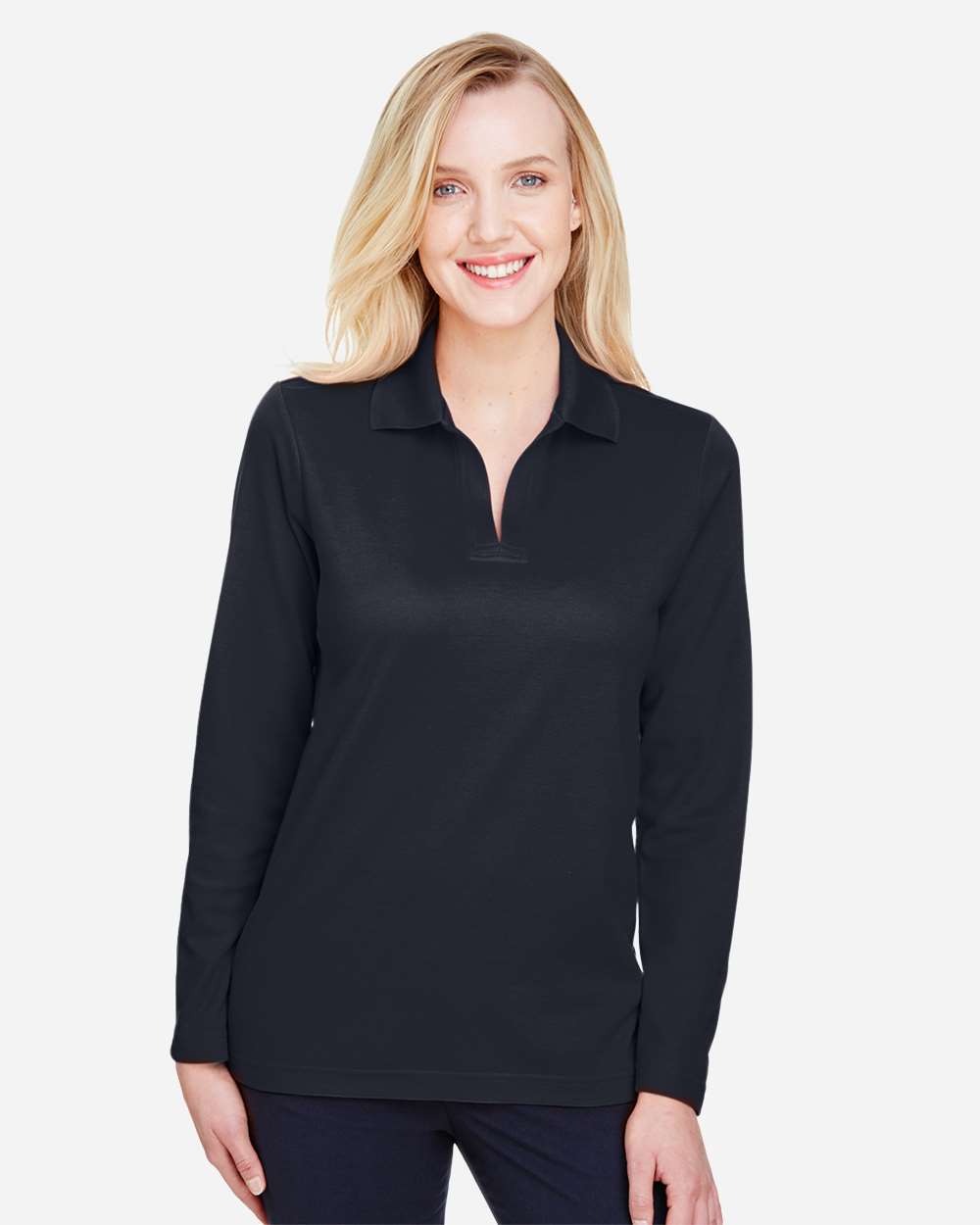 Women's CrownLux Performance® Plaited Long Sleeve Polo | DG20LW