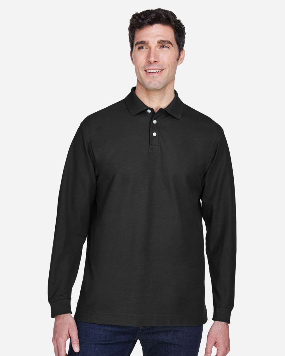 Men's Pima Piqué Long Sleeve Polo | D110