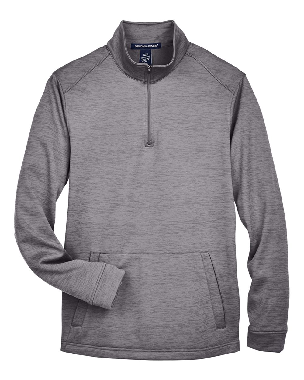 Devon & Jones DG798 Men's Newbury Mélange Fleece Quarter-Zip Pullover - Dark Grey Heather