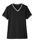 Women's CrownLux Performance® Plaited Tipped V-Neck Shirt | DG20CW
