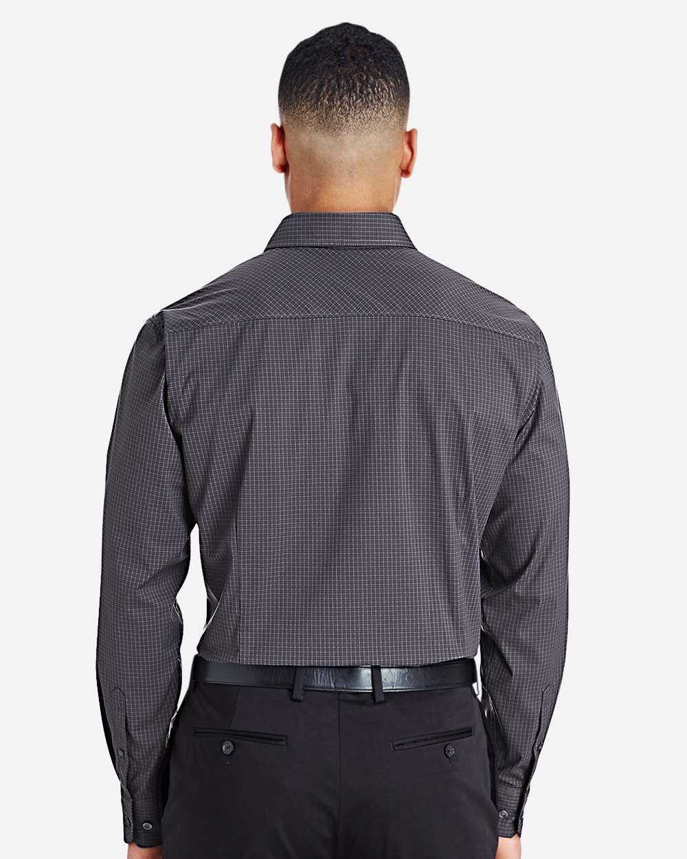 Men's CrownLux Performance® Tonal Mini Check Woven Dress Shirt | DG535