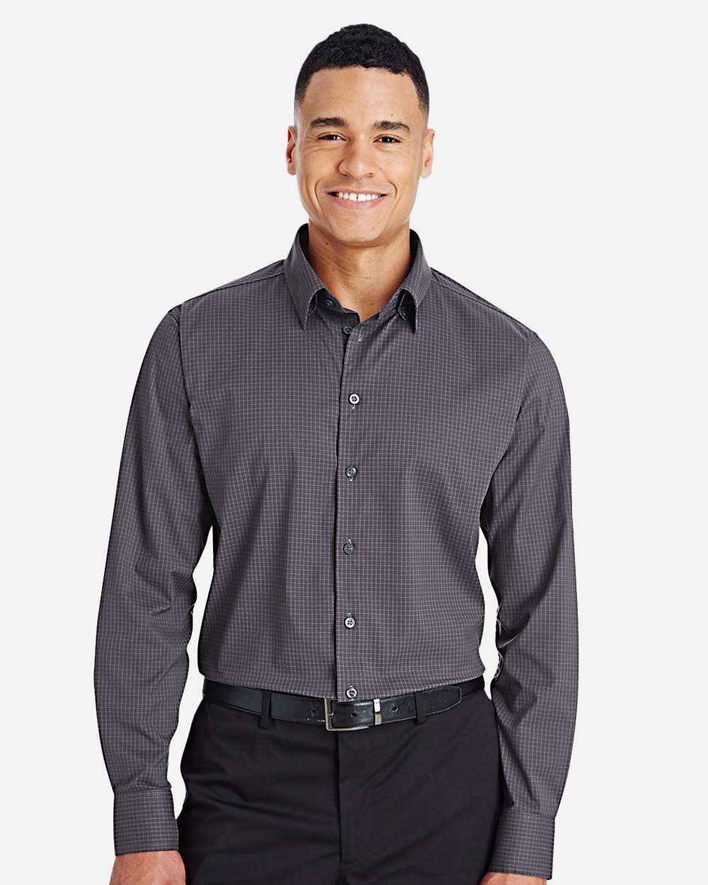Men's CrownLux Performance® Tonal Mini Check Woven Dress Shirt | DG535