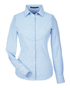 Devon & Jones DG540W Women's CrownLux Performance Micro Windowpane Woven Dress Shirt - French Blue/ White