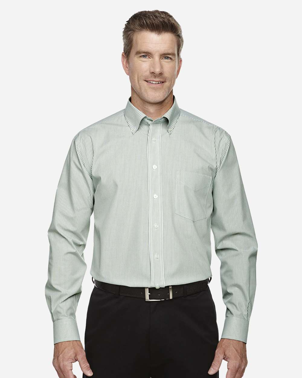 Men's Crown Collection® Banker Stripe Woven Dress Shirt | D645