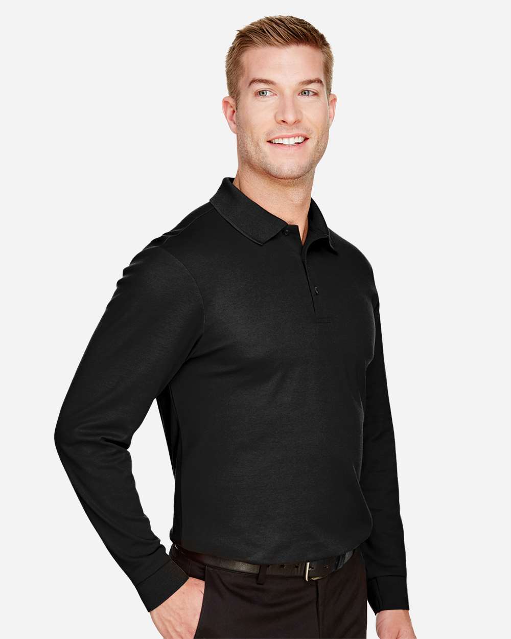 Men's Tall CrownLux Performance® Plaited Long Sleeve Polo | DG20LT