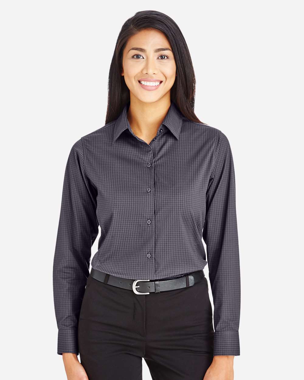 Women's CrownLux Performance® Tonal Mini Check Woven Dress Shirt | DG535W