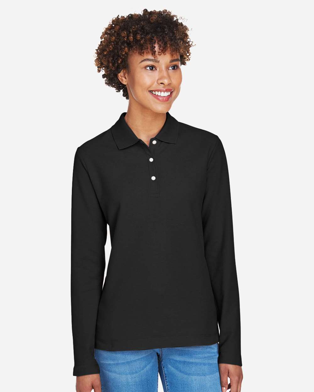 Women's Pima Piqué Long Sleeve Polo | D110W