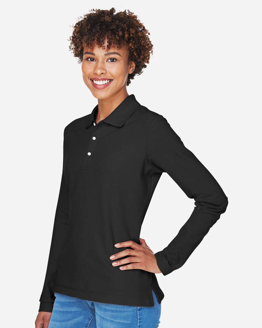 Women's Pima Piqué Long Sleeve Polo | D110W