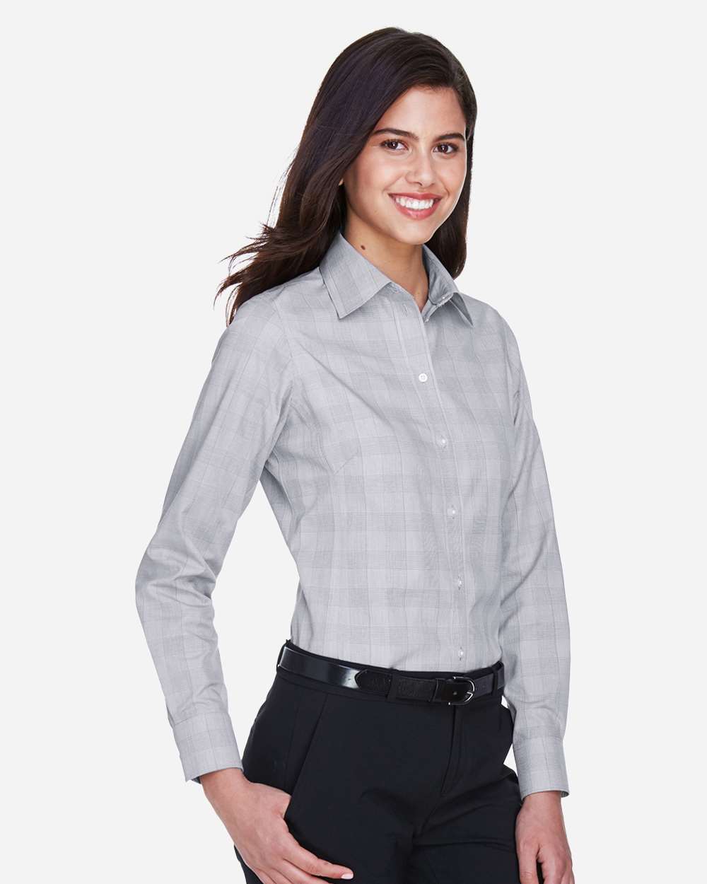 Women's Crown Collection® Glen Plaid Woven Dress Shirt | DG520W