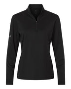 Adidas A709 Women's Textured Stripe Quarter-Zip Pullover - Black