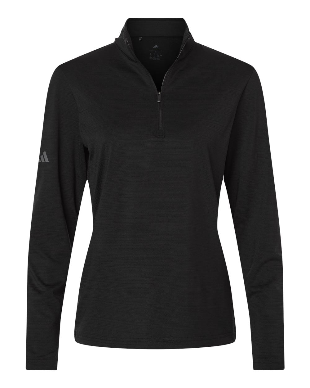 Adidas A709 Women's Textured Stripe Quarter-Zip Pullover - Black