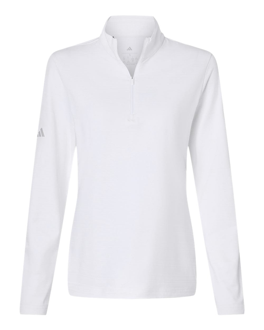 Adidas A709 Women's Textured Stripe Quarter-Zip Pullover - White