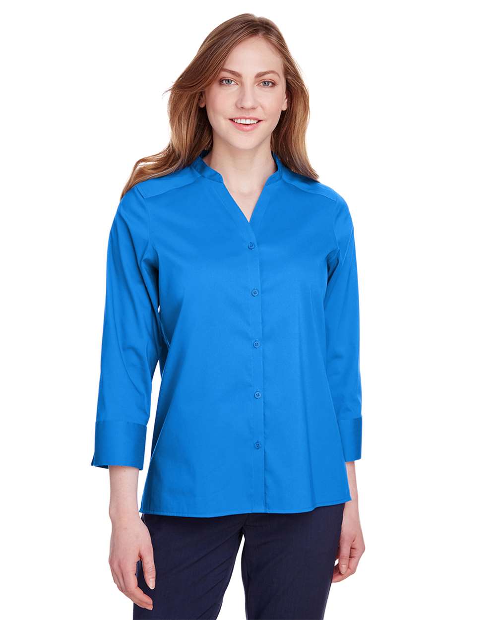 Women's Crown Collection® Stretch Broadcloth Three-Quarter Sleeve Blouse | DG560W