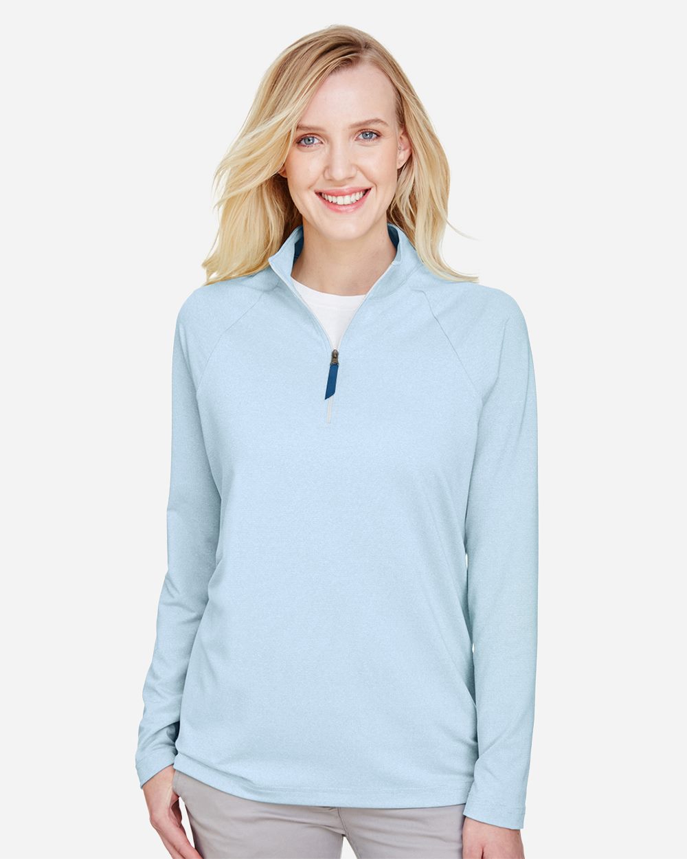 Women's CrownLux Performance® Clubhouse Micro-Stripe Quarter-Zip Pullover | DG480W