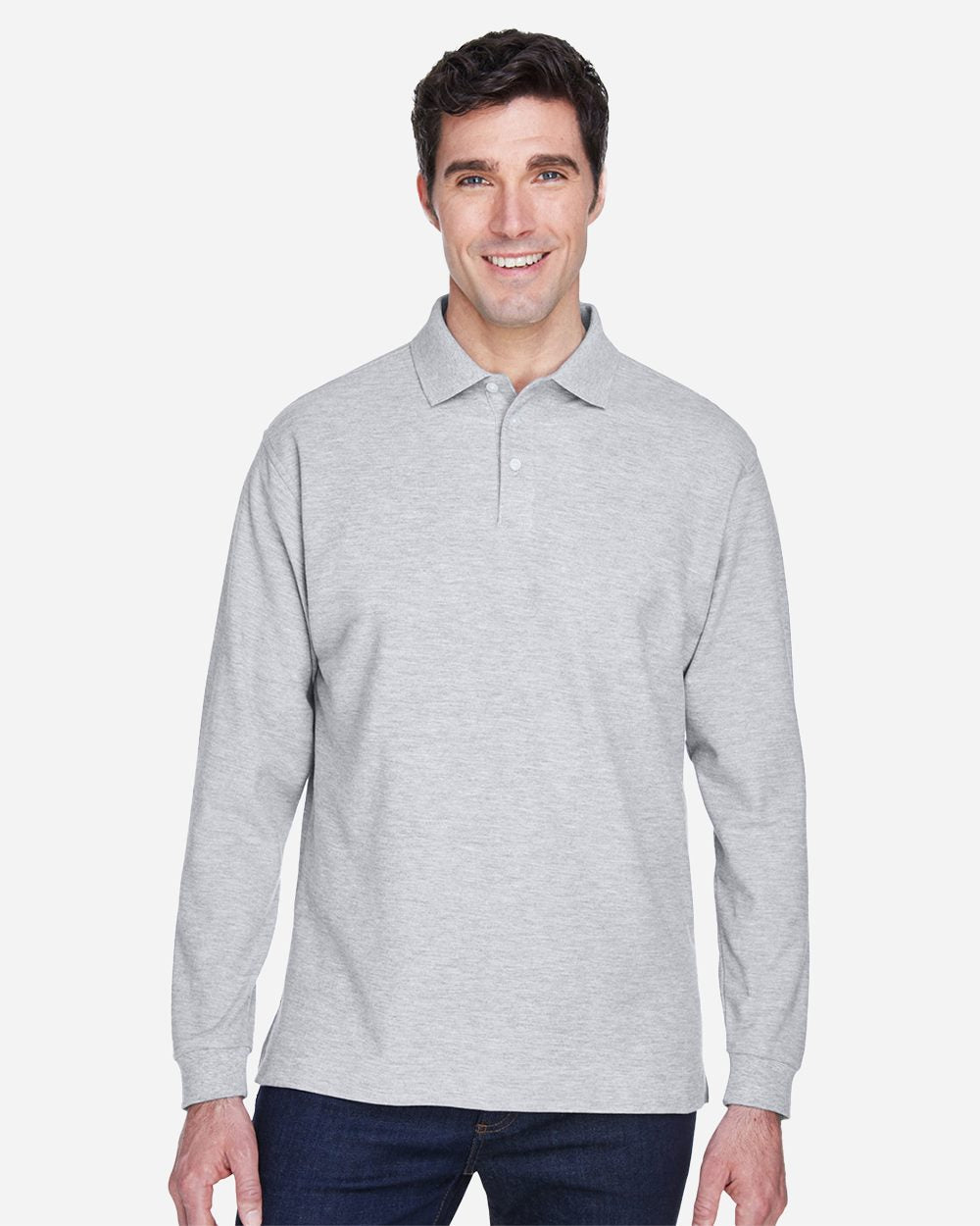 Men's Pima Piqué Long Sleeve Polo | D110