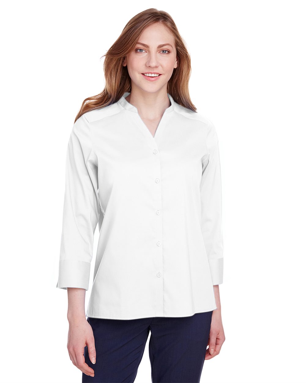 Women's Crown Collection® Stretch Broadcloth Three-Quarter Sleeve Blouse | DG560W