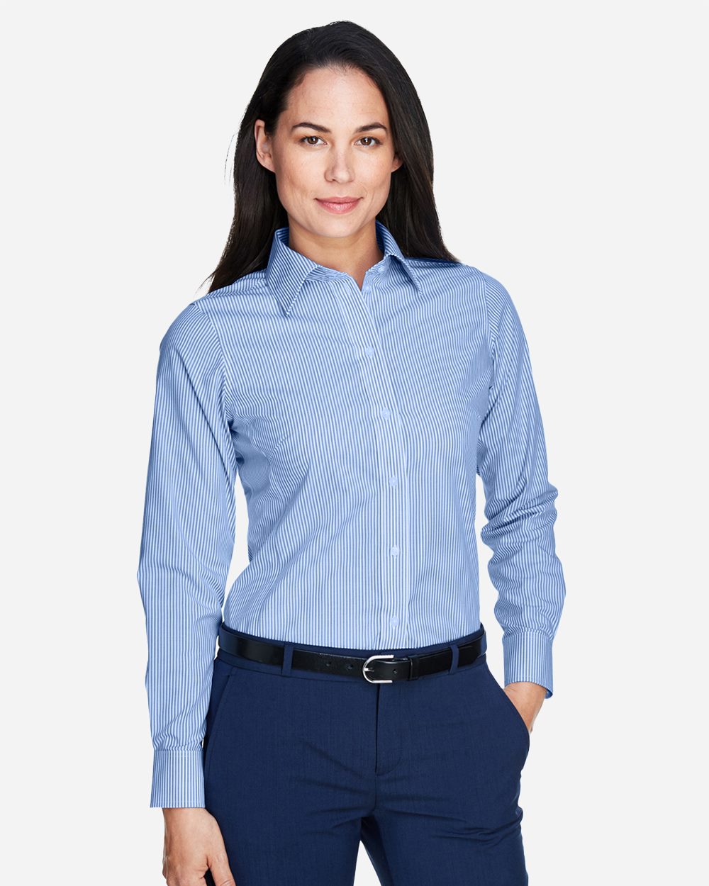 Women's Crown Collection® Banker Stripe Woven Dress Shirt | D645W