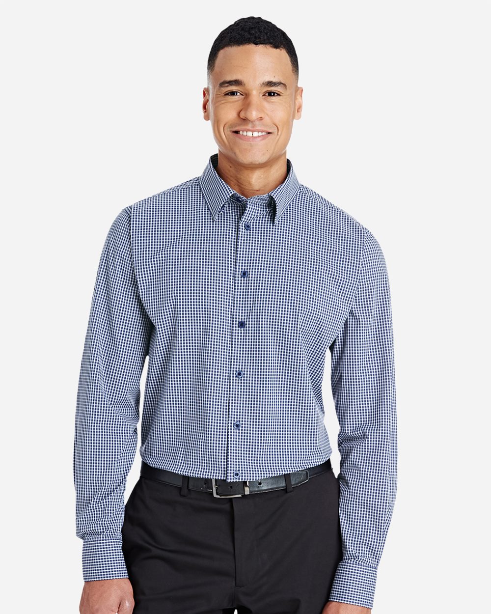 Men's CrownLux Performance® Tonal Mini Check Woven Dress Shirt | DG535