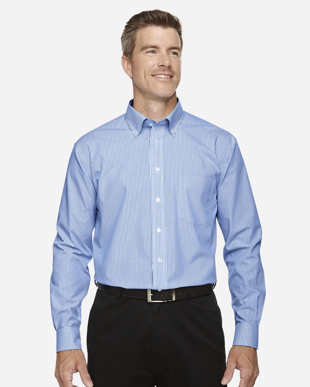Men's Crown Collection® Banker Stripe Woven Dress Shirt | D645