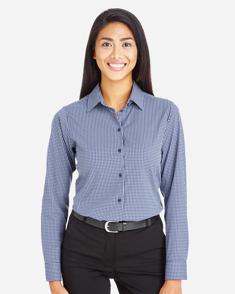 Women's CrownLux Performance® Tonal Mini Check Woven Dress Shirt | DG535W