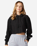 Champion RW01W Women's Reverse Weave Hooded Cropped Sweatshirt - Black