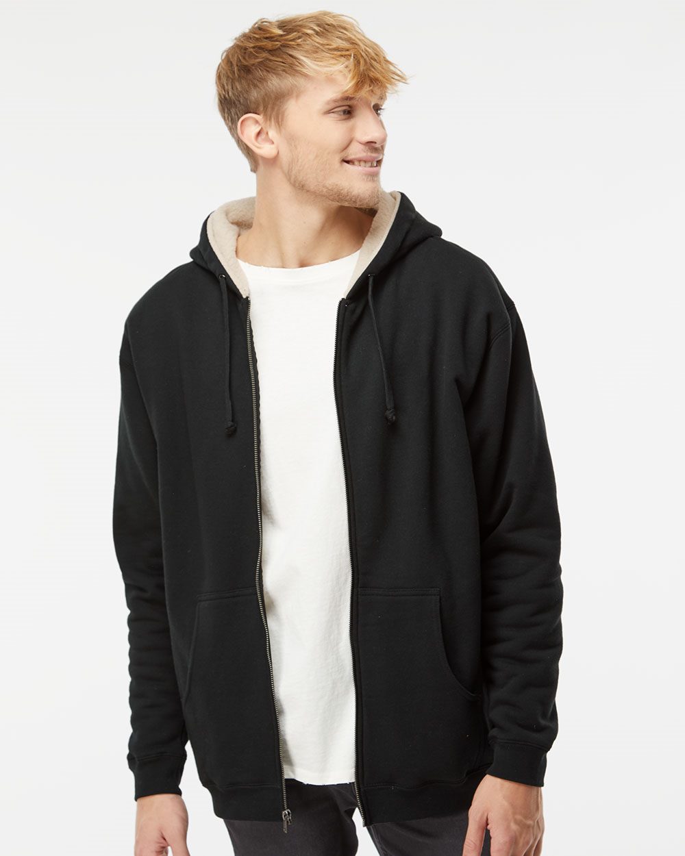 Men's Sherpa-Lined Full-Zip Hooded Sweatshirt | EXP40SHZ