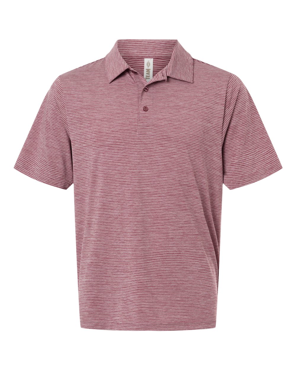 Team 365 TT125 Men's Relay Heathered Stripe Polo - Sport Maroon Heather/ White