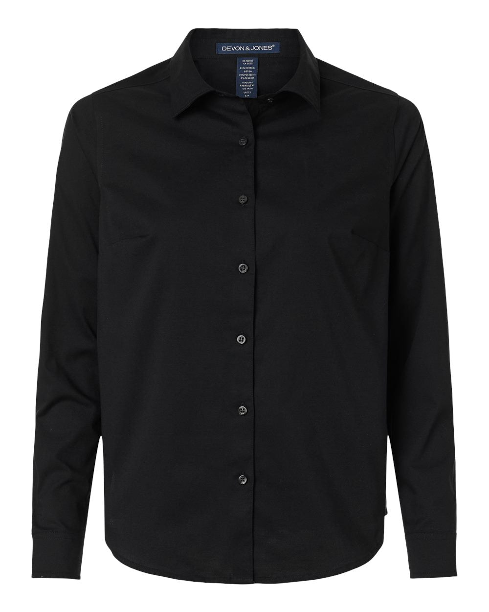 Devon & Jones DG505W Women's CrownLux Performance Spencer Poplin Dress Shirt - Black