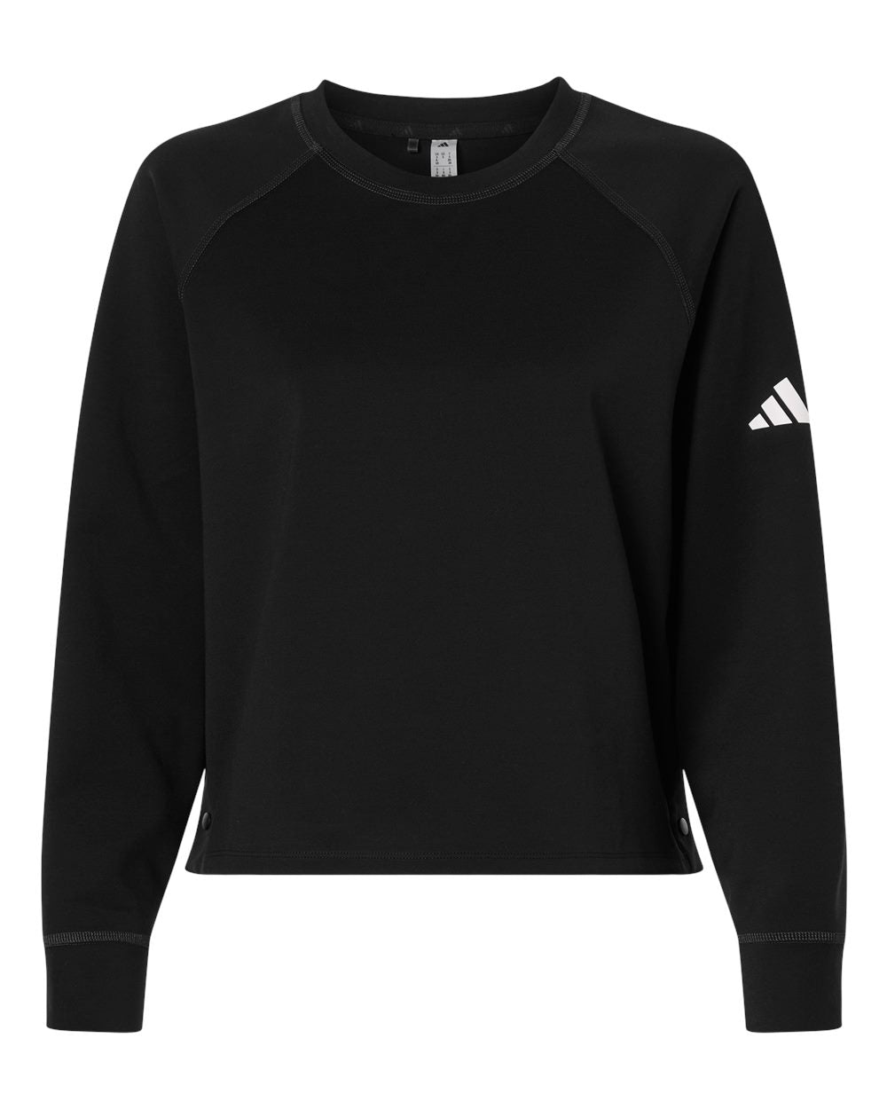 Adidas A1014 Women's Beyond Side-Snap Crewneck Sweatshirt - Black