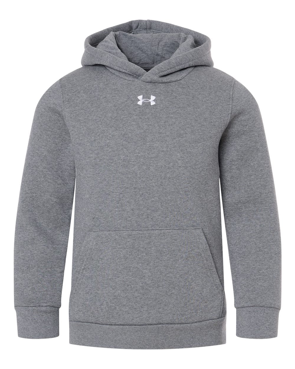 Under Armour 6014162 Youth Team Icon Fleece Hooded Sweatshirt - Pitch Grey Medium Heather/ White