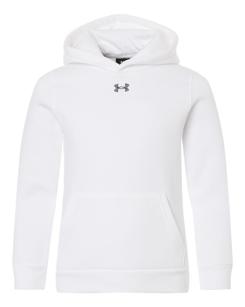 Under Armour 6014162 Youth Team Icon Fleece Hooded Sweatshirt - White/ Pitch Grey Medium Heather