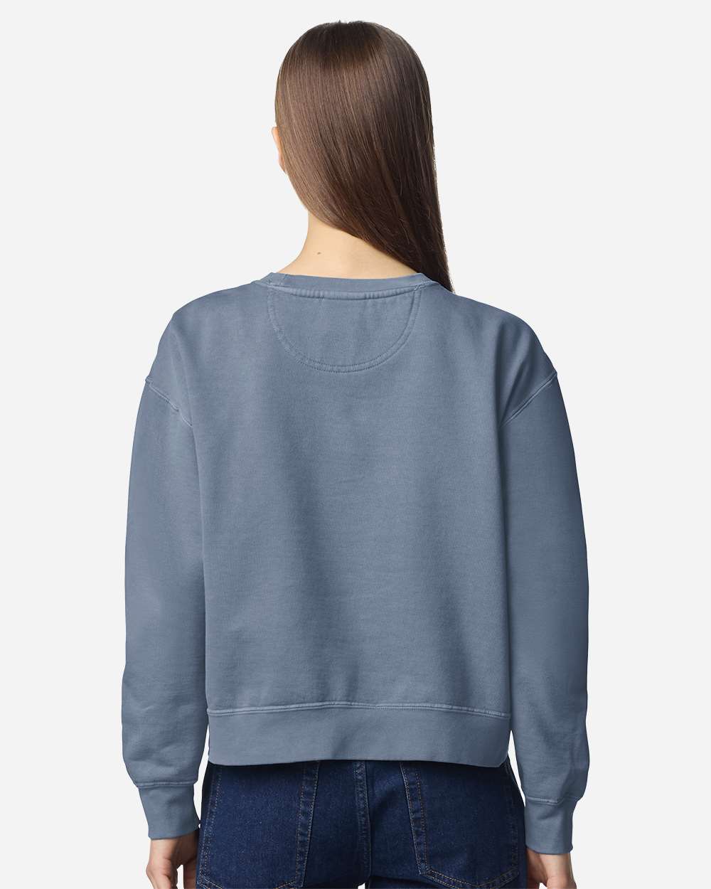 Women's Garment-Dyed Mid-Length Crewneck Sweatshirt | 1566L