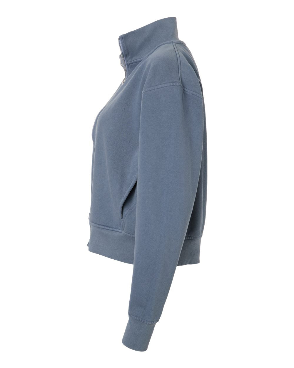 Chaqueta para mujer teñida en prenda con cremallera completa | 1570L