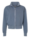 Chaqueta para mujer teñida en prenda con cremallera completa | 1570L