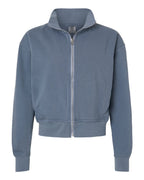 Chaqueta para mujer teñida en prenda con cremallera completa | 1570L
