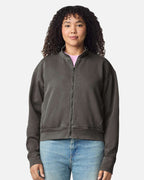 Chaqueta para mujer teñida en prenda con cremallera completa | 1570L