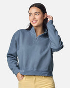 Women's Garment-Dyed Mid-Length Quarter-Zip Sweatshirt | 1580L