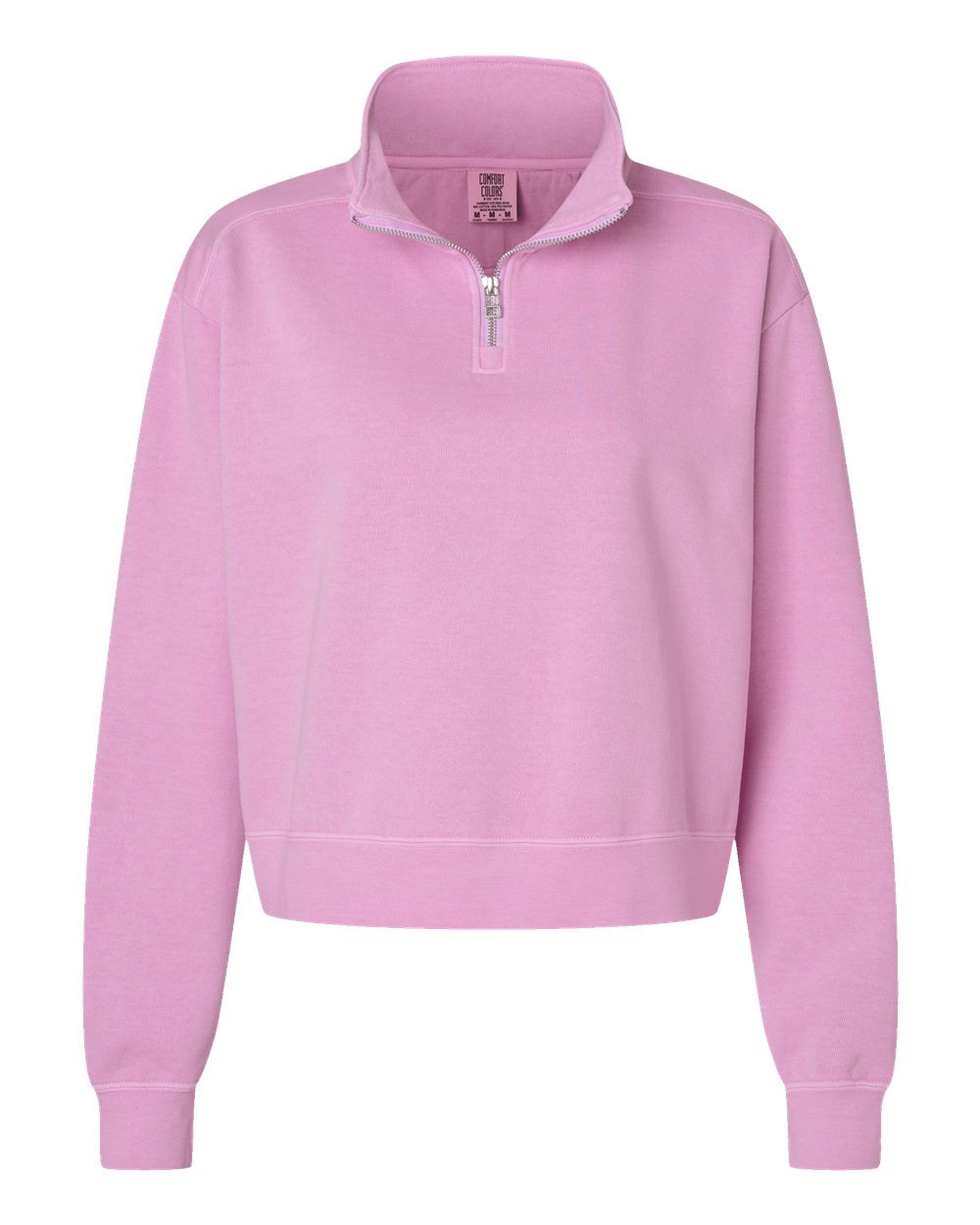 Comfort Colors 1580L Women's Garment-Dyed Mid-Length Quarter-Zip Sweatshirt - Rose Quartz
